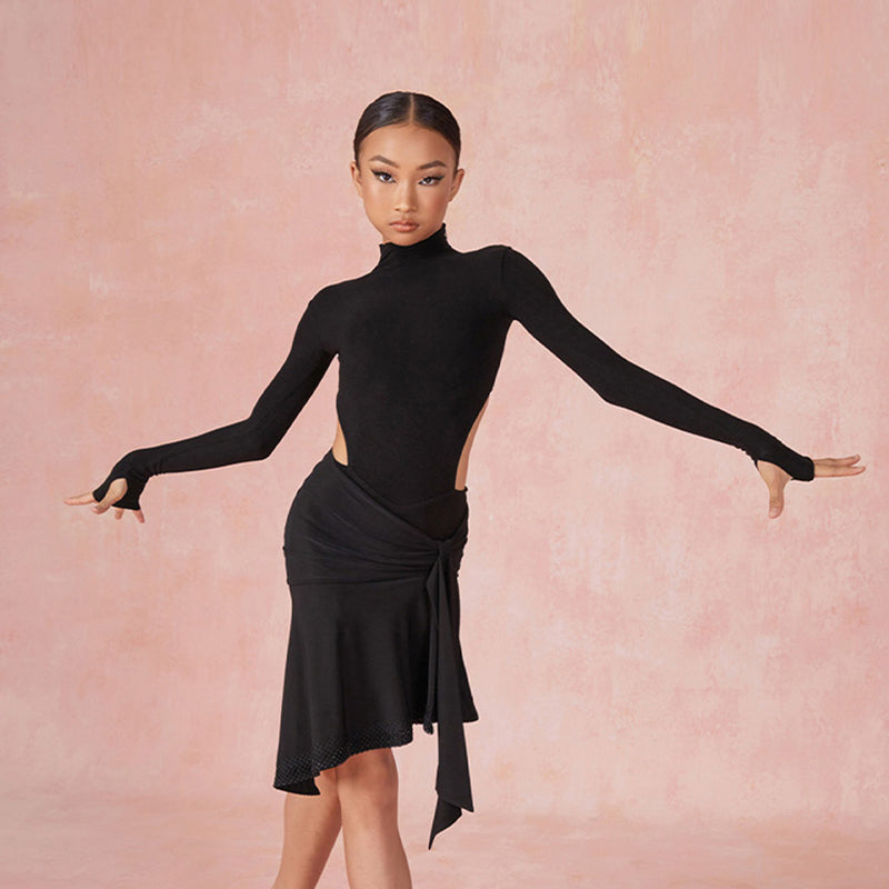 Girls Long Sleeve Latin Dance Bodysuit Dance Wear