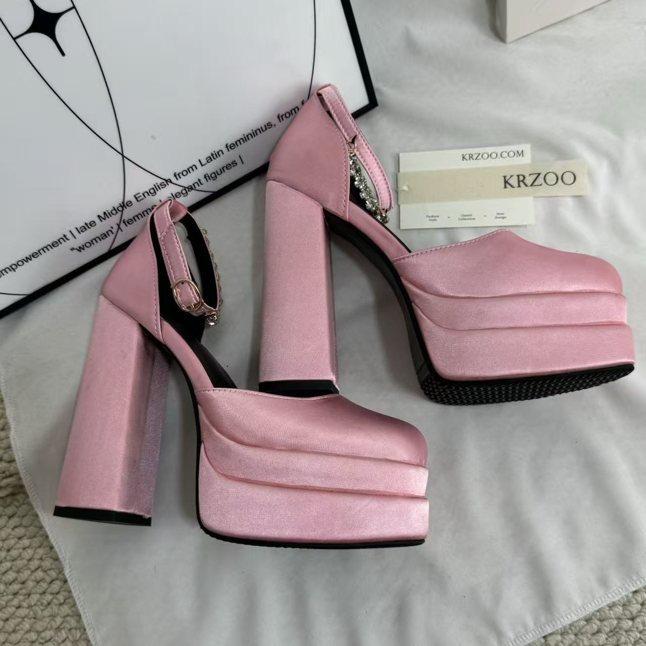 Silk satin square-toe platform heels