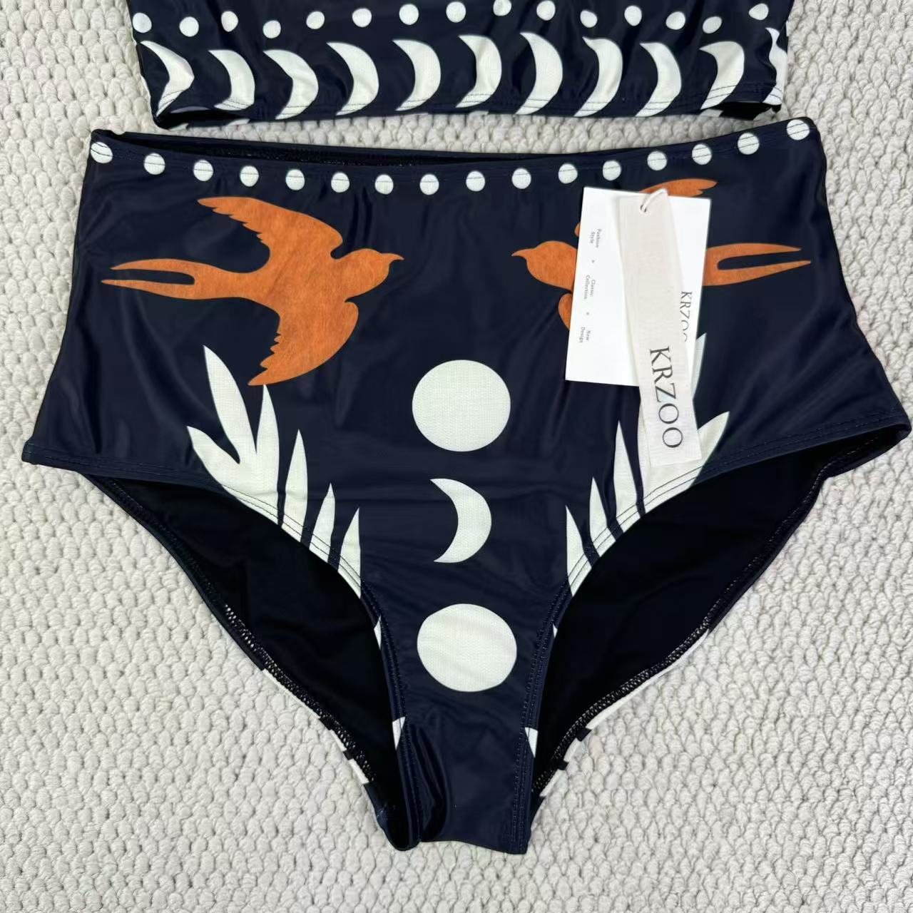 Retro printed netting swimwear