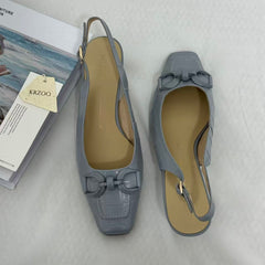 French-Style Square-Toe Block-Heel Slingbacks