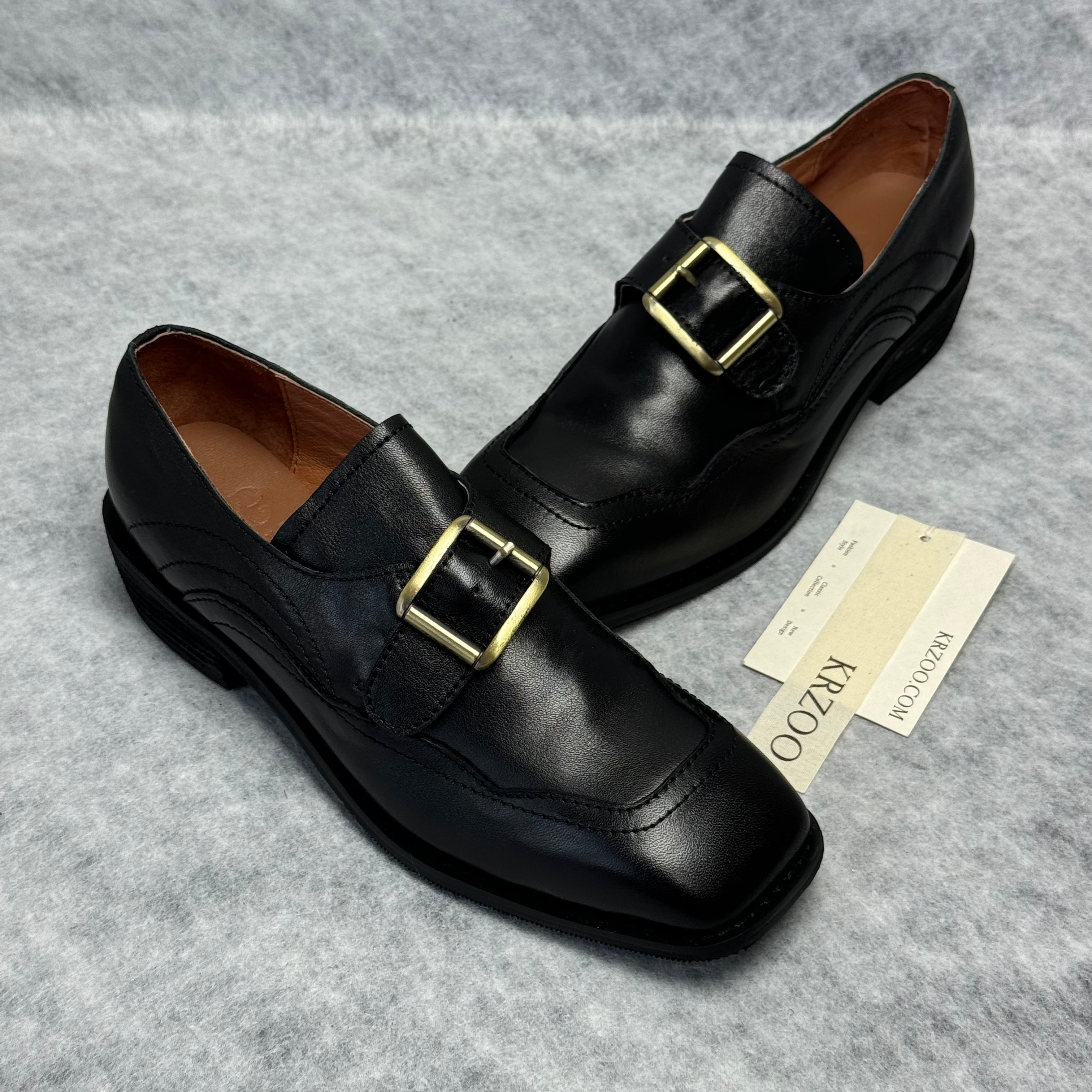 Square headband buckle casual ankle boots
