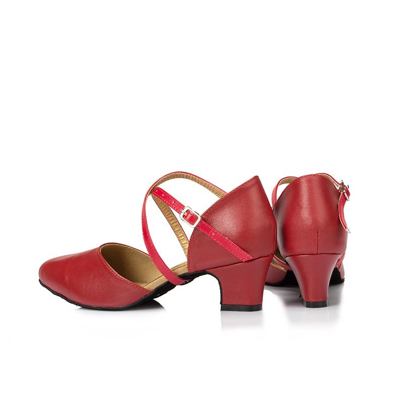 Women's Red Real Leather 5cm Heels Ballroom Dance Shoes Modern Dance Shoes
