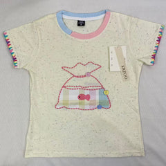Rainbow Button Embroidery Short Sleeve Shirt