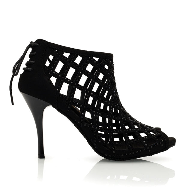 Women's Suede Crystal Customized Heel Dance Boots Salsa Shoes Ballroom Dance Shoes