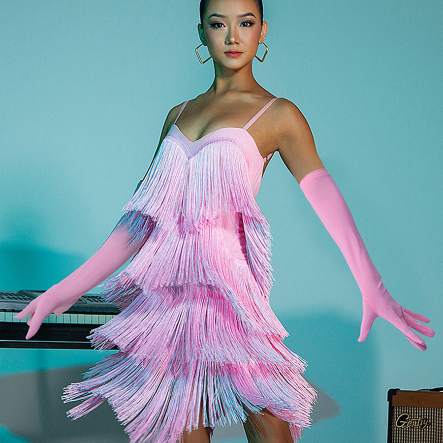 Women's Latin Dance Milk Silk Long Gloves