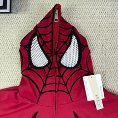 Zipper-print spider hooded coat