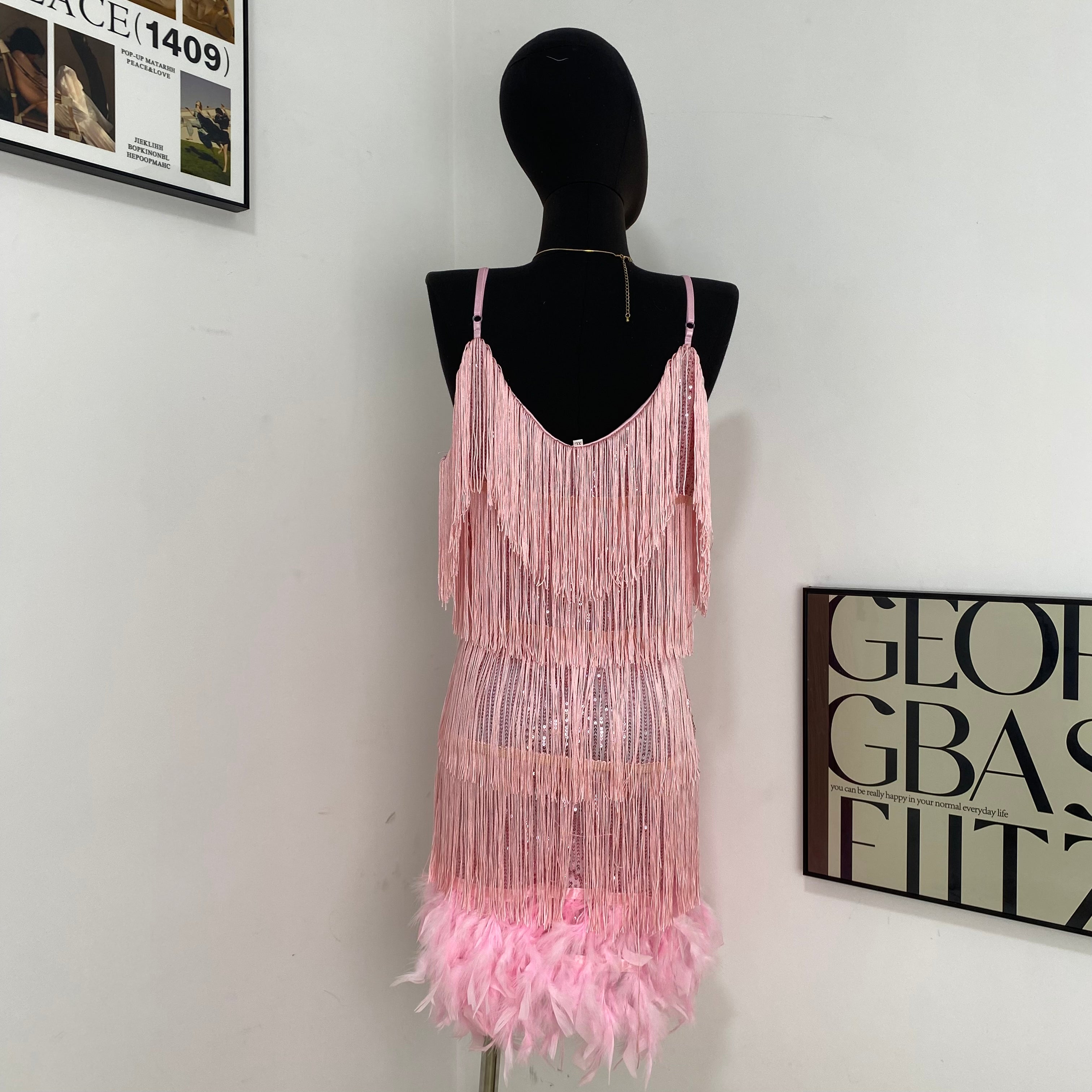 Feather patchwork dress
