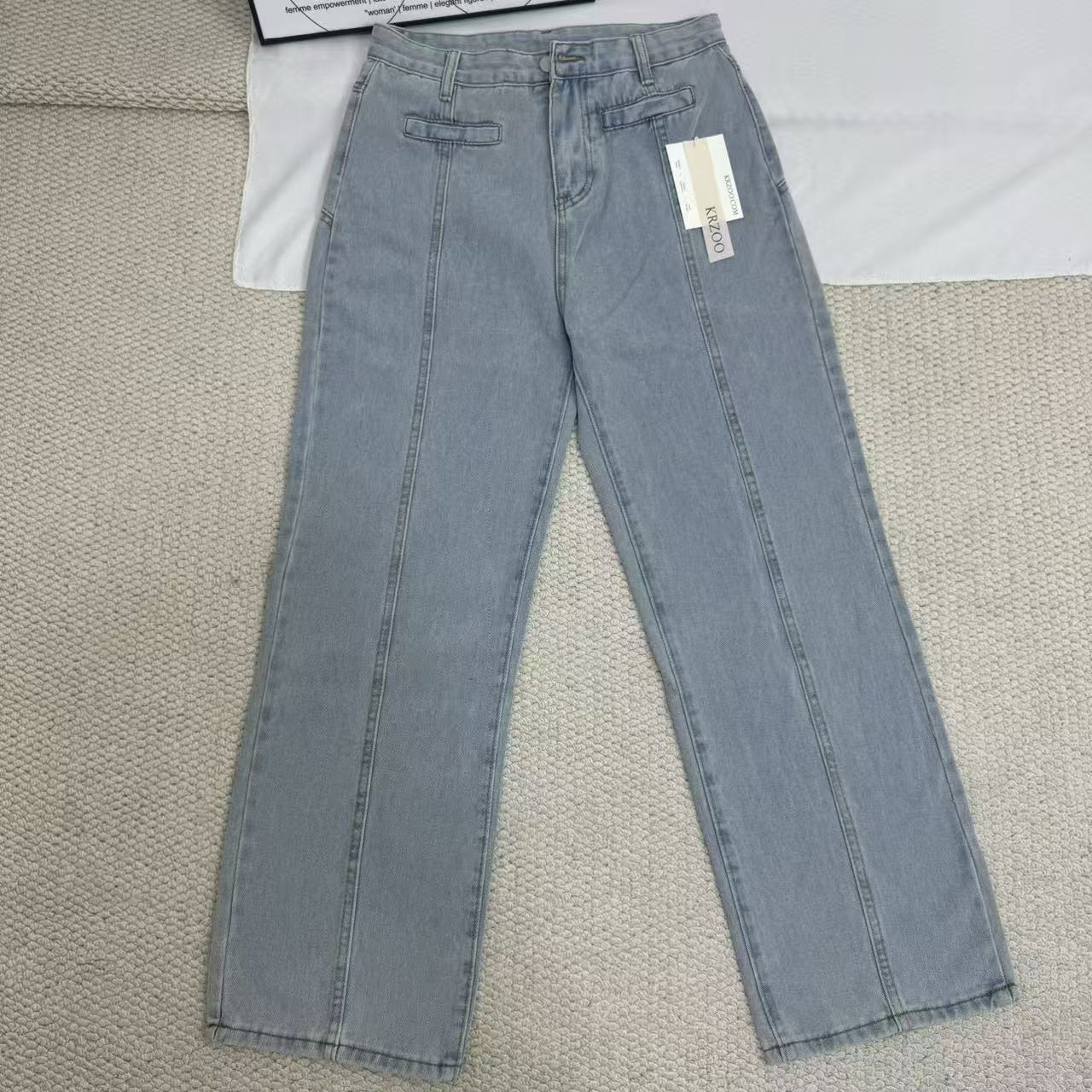 Straight-Leg Star-Patterned Floor-Length Trousers