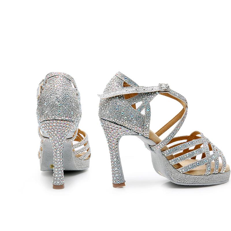 Women's Sparkling Glitter Customized Heel Ballroom Dance Shoes Latin Shoes