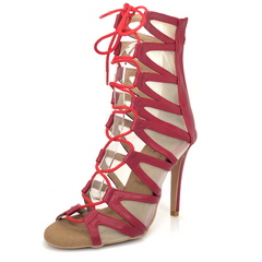Women's Red Suede Customized Heel Dance Boots Salsa JazDance Shoes