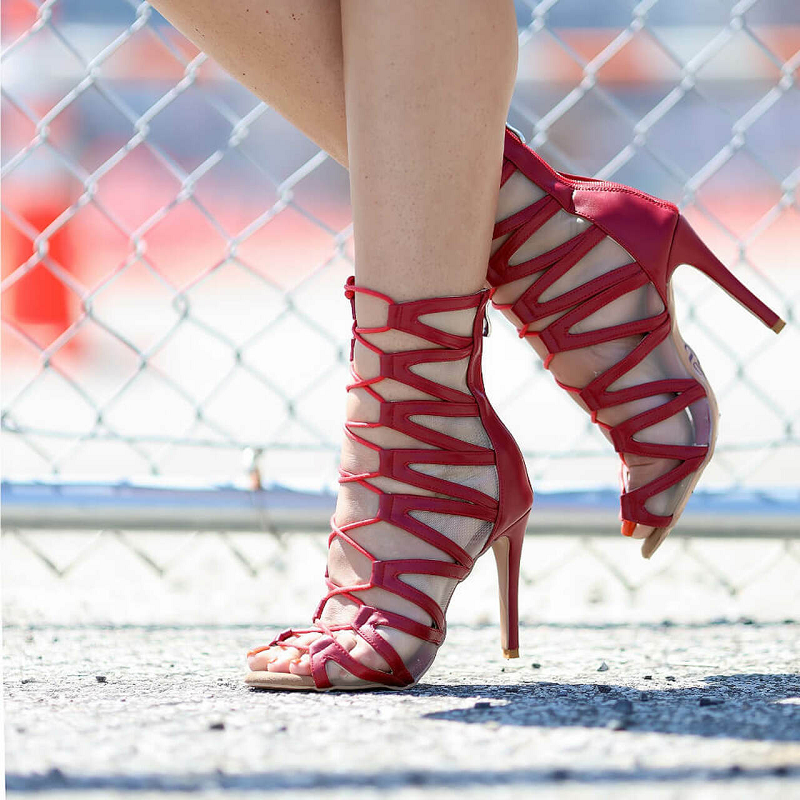 Women's Red Suede Customized Heel Dance Boots Salsa JazDance Shoes