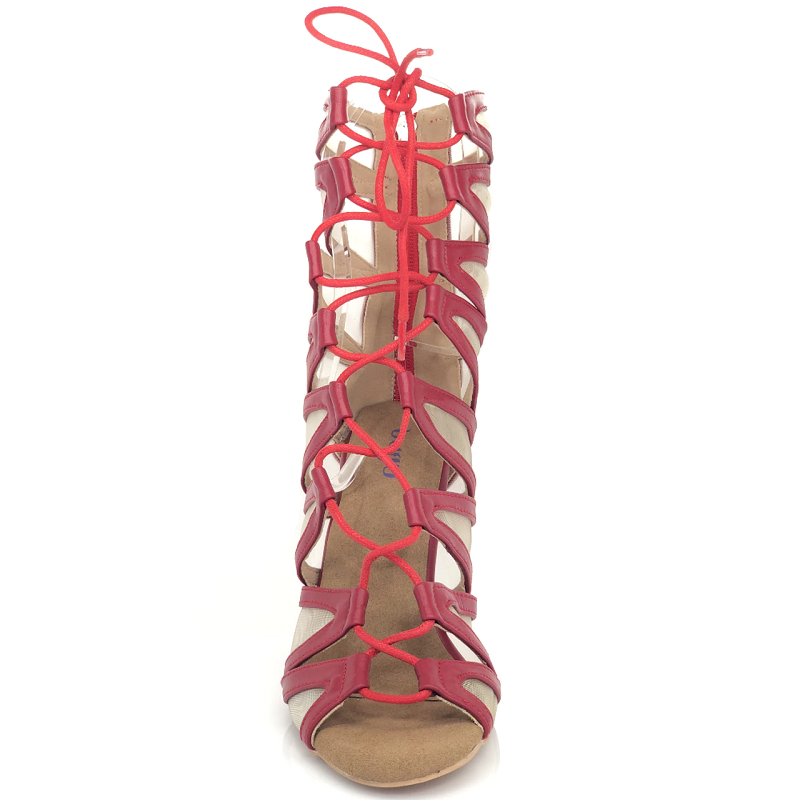 Women's Red Suede Customized Heel Dance Boots Salsa JazDance Shoes
