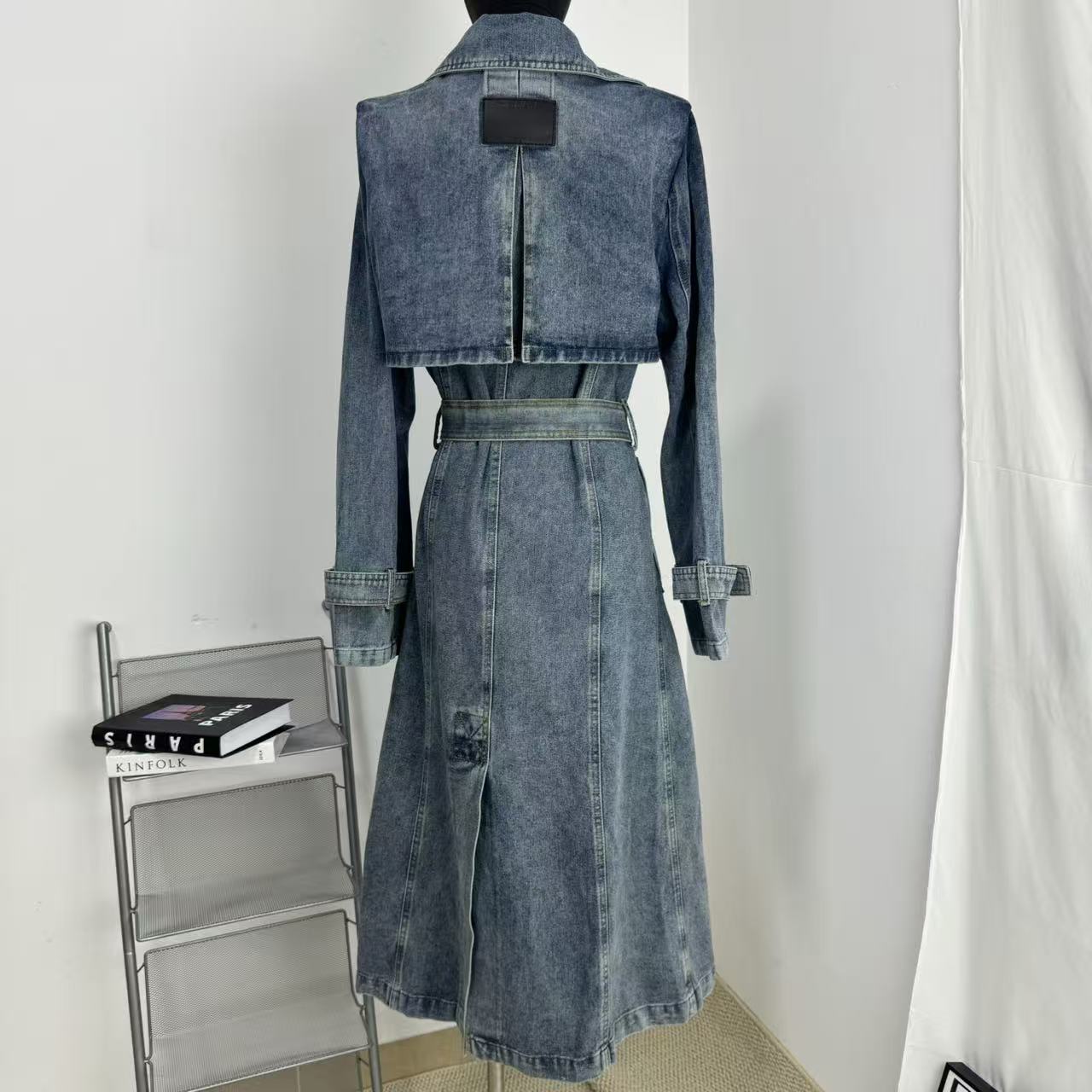Unique Retro Denim Trench Coat