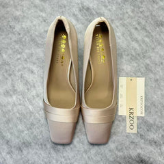 Silk satin pointed shoes with thick heels