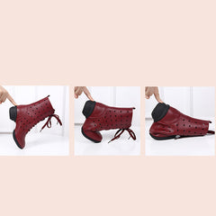 Women's Faux Leather Lace-up Dance Boots Training Practice Dance Shoes JazDance