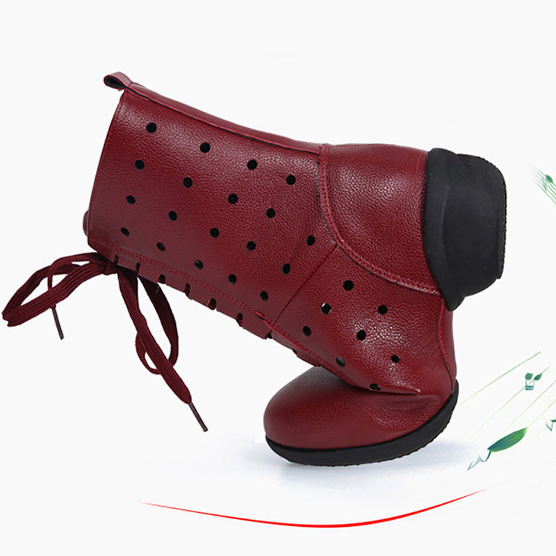 Women's Faux Leather Lace-up Dance Boots Training Practice Dance Shoes JazDance