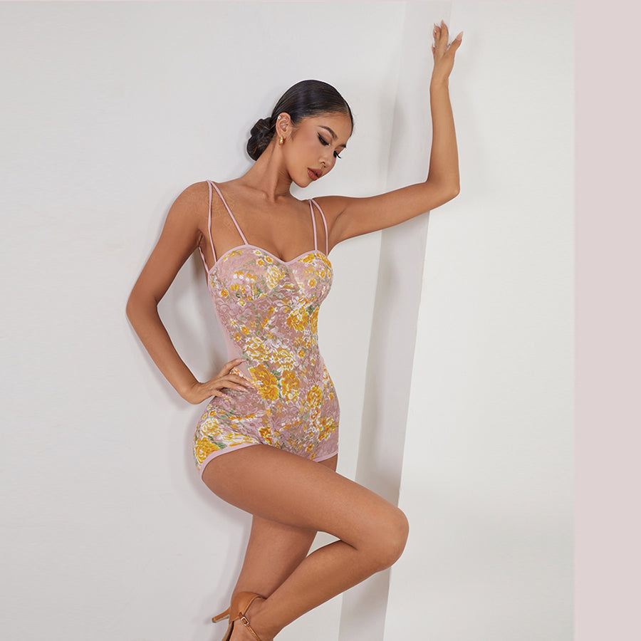 Women's Backless Lace Dance Tops Bodysuit LeotarPractice DanceWear