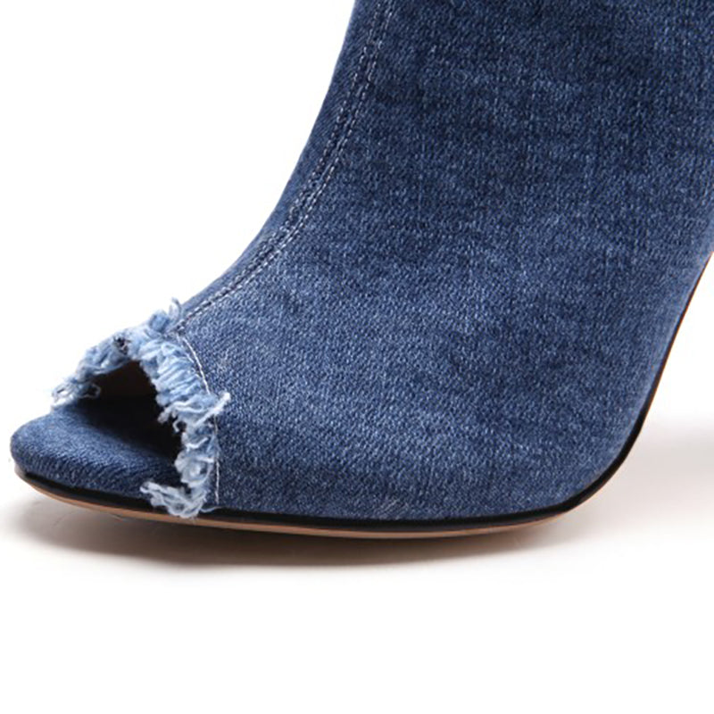 Women's Denim 10cm Denim Rubber Sole Dance Boots Dance Shoes