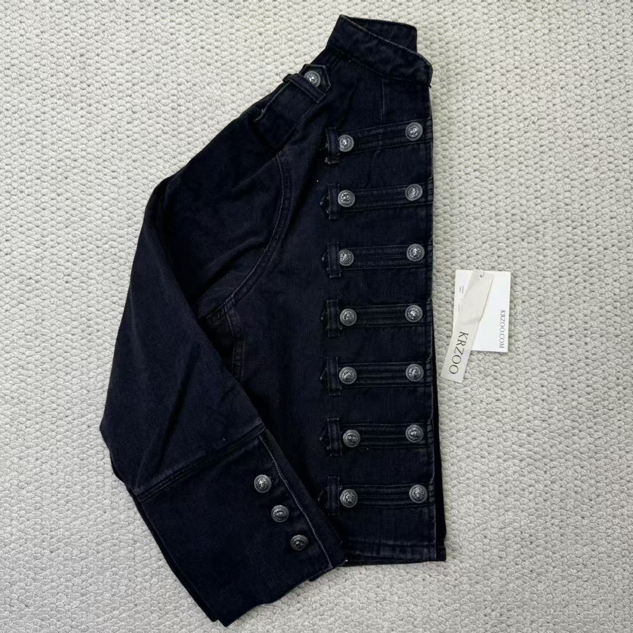 Standing collar long-sleeved denim jacket top