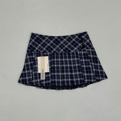 Plaid pleated A-line midi skirt