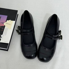 Retro-Style Color-Block Low-Cut Mary Janes