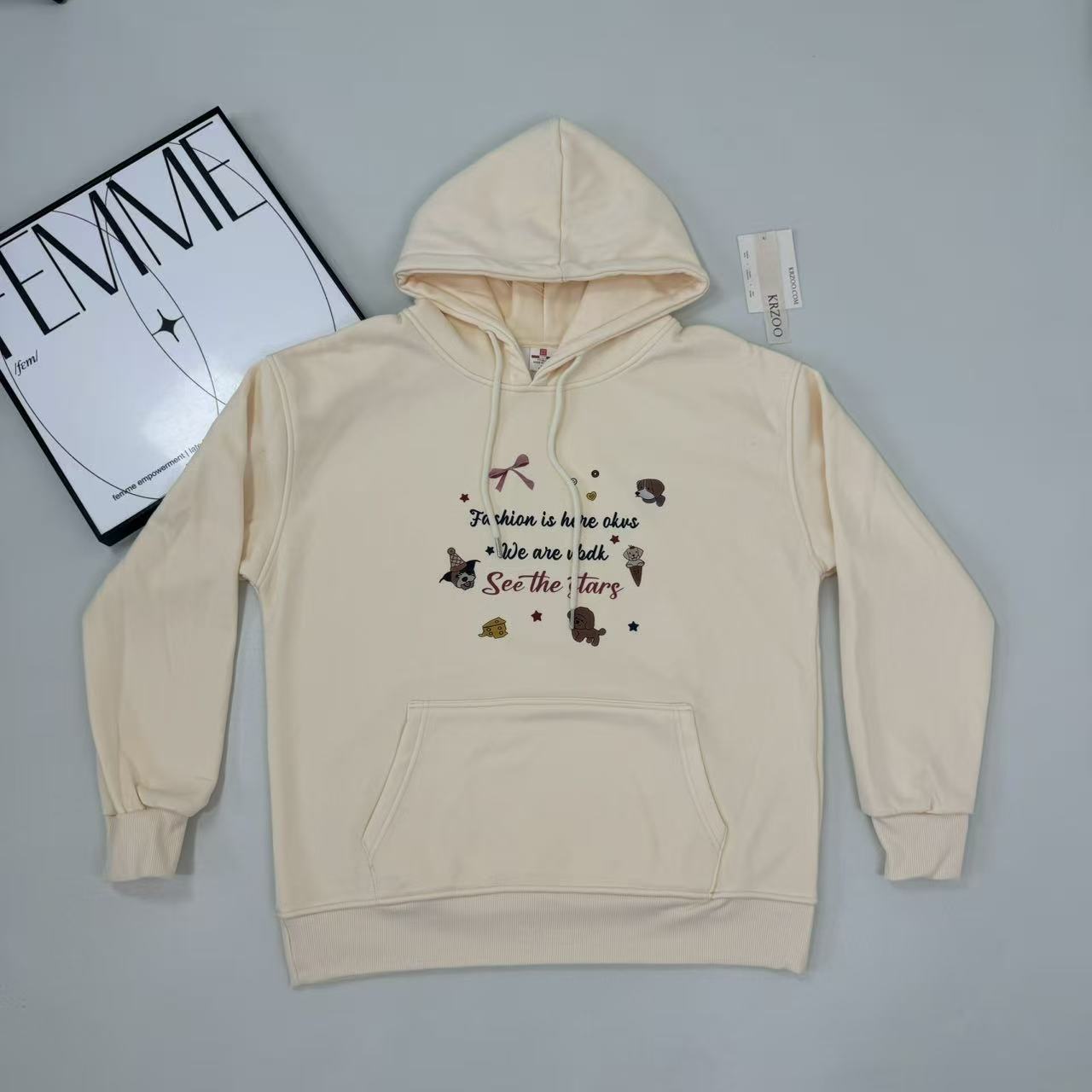 Printed hooded sweatshirt top