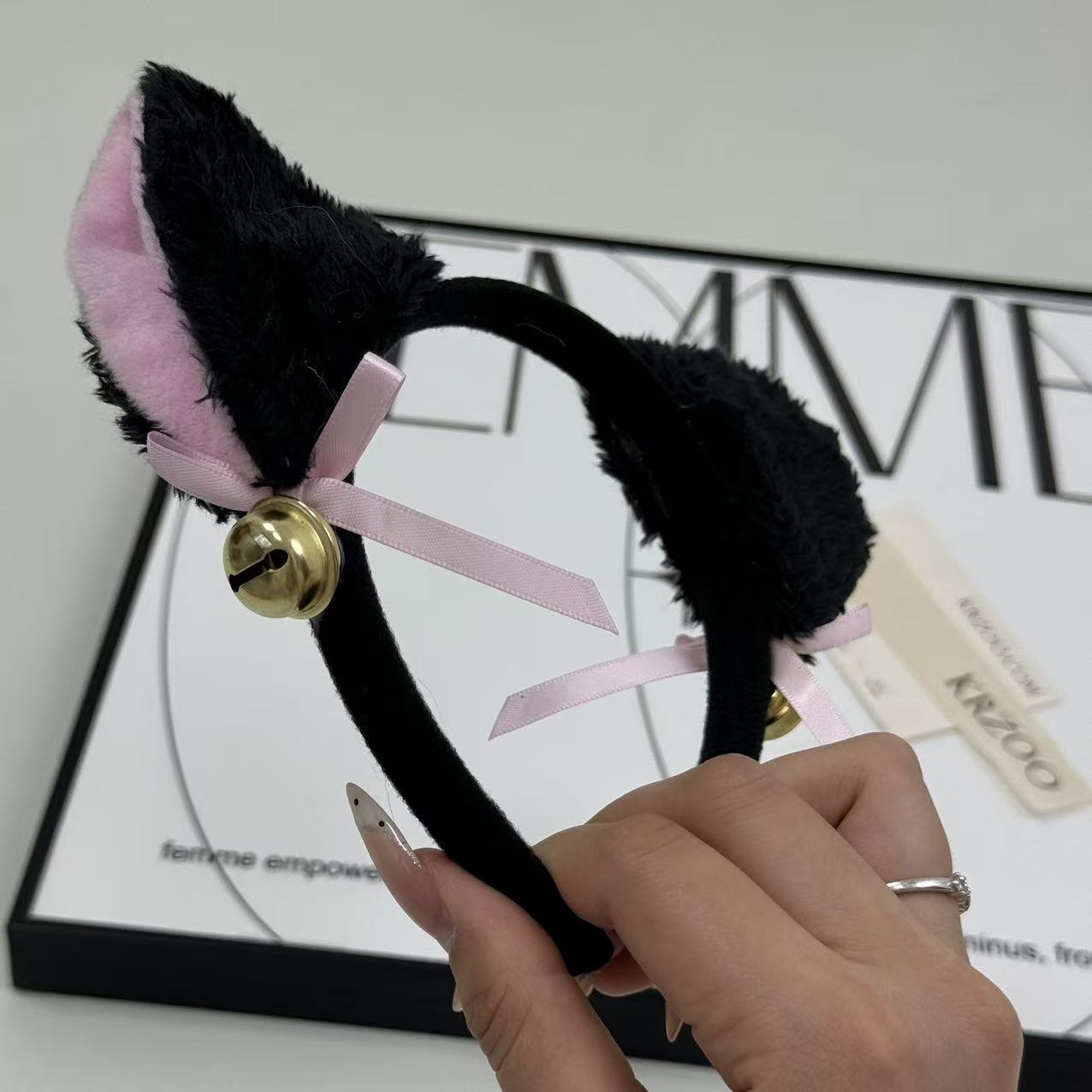 Bows as hair clips for cat ears