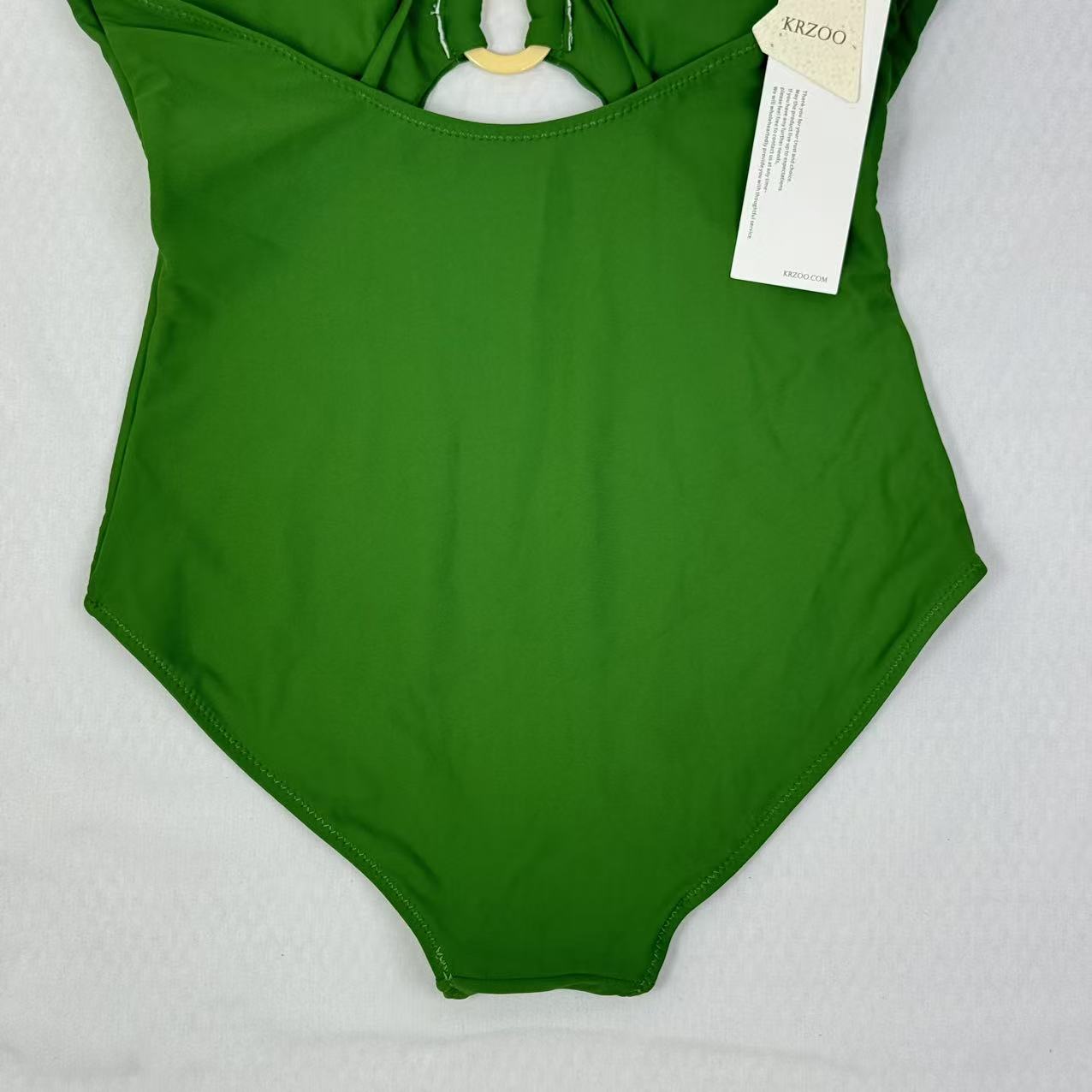 Shaping V-neck revealing-back swimming suit