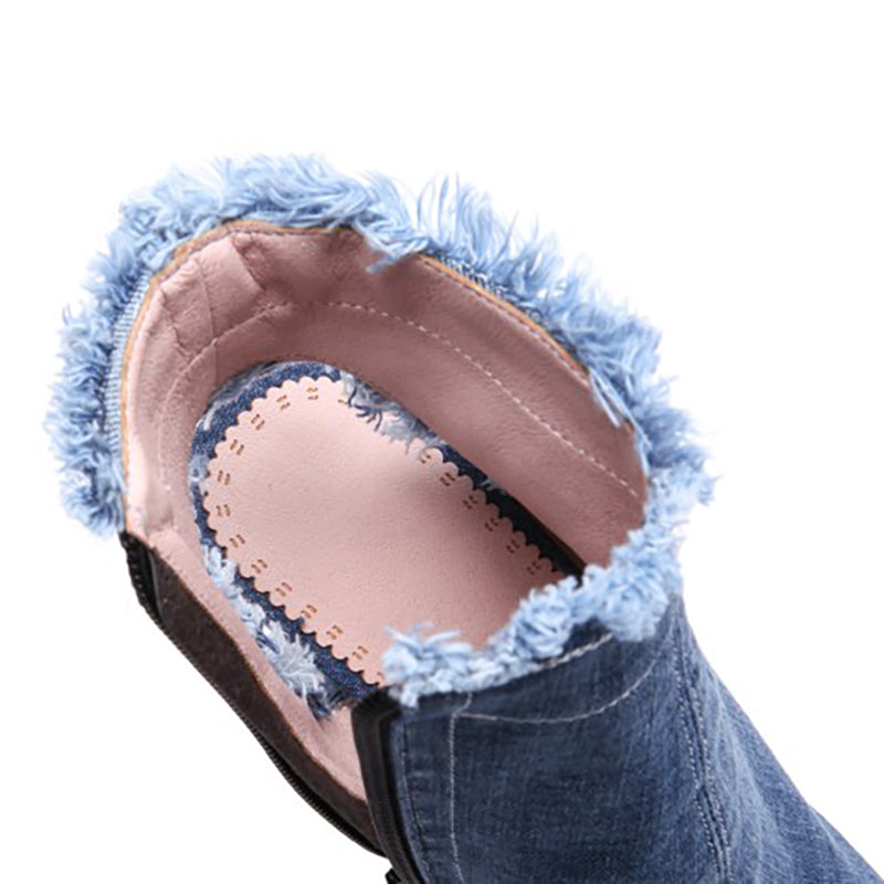 Women's Denim 10cm Denim Rubber Sole Dance Boots Dance Shoes