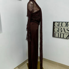 Brown Lace-Waist Dress