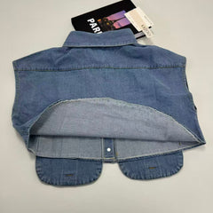 Large pocket sleeveless shirt denim jacket