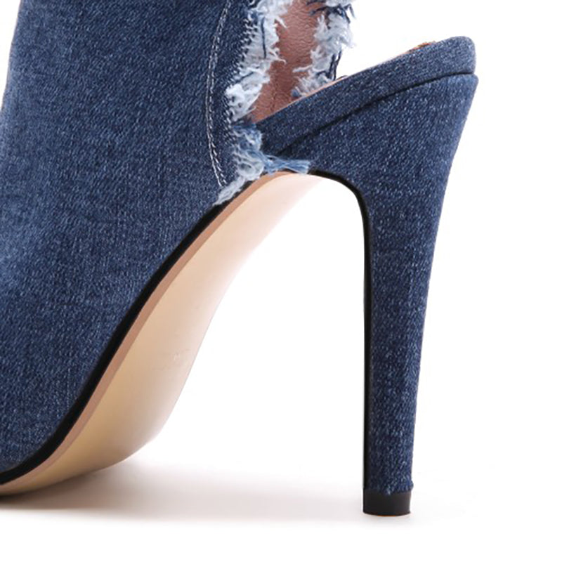 Women's Denim 10cm Denim Rubber Sole Dance Boots Dance Shoes