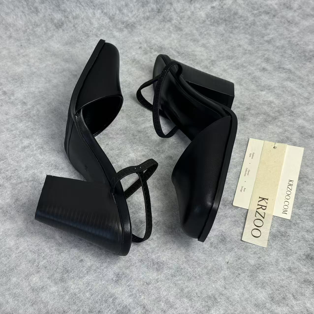 Square-toe loafers with thick heels
