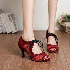 Women's Suede Customized Heel Ballroom Dance Shoes Salsa Shoes