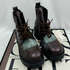 Soft leather multi-color ankle boots