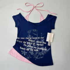 Two-piece off-the-shoulder short-sleeved T-shirts