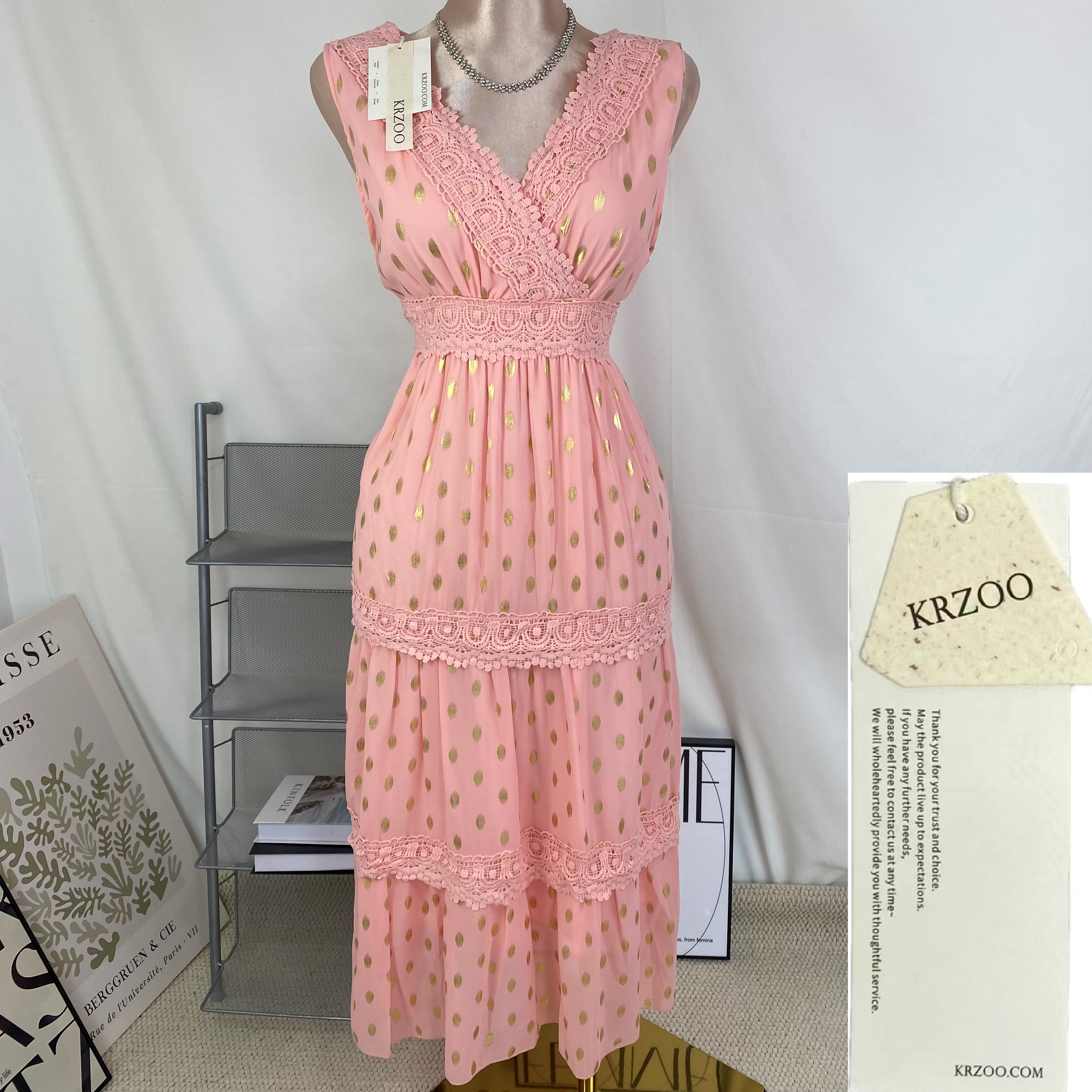 Deep V sleeveless chiffon dress