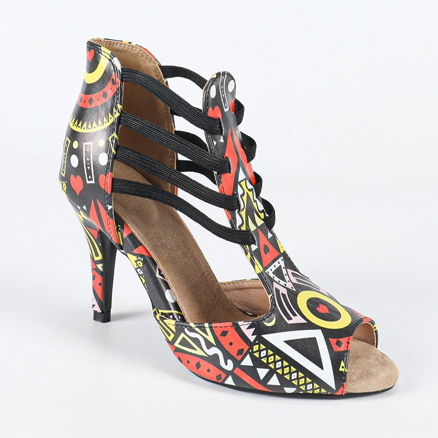 Women's Leatherette Customized Heel Rubber Sole Salsa Shoes Dance Boots Ballroom Dance Shoes