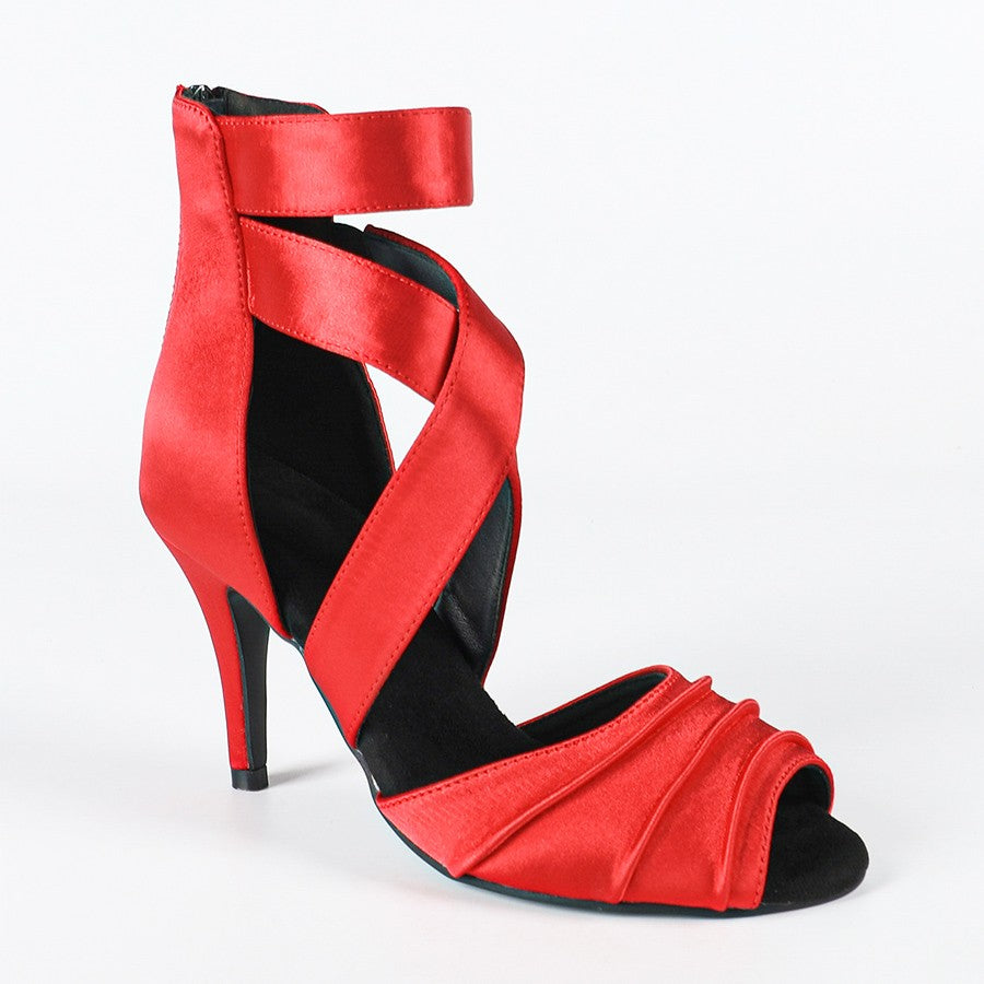 Women's Satin Customized Heel Rubber Sole Dance Boots Salsa Dancing Shoes