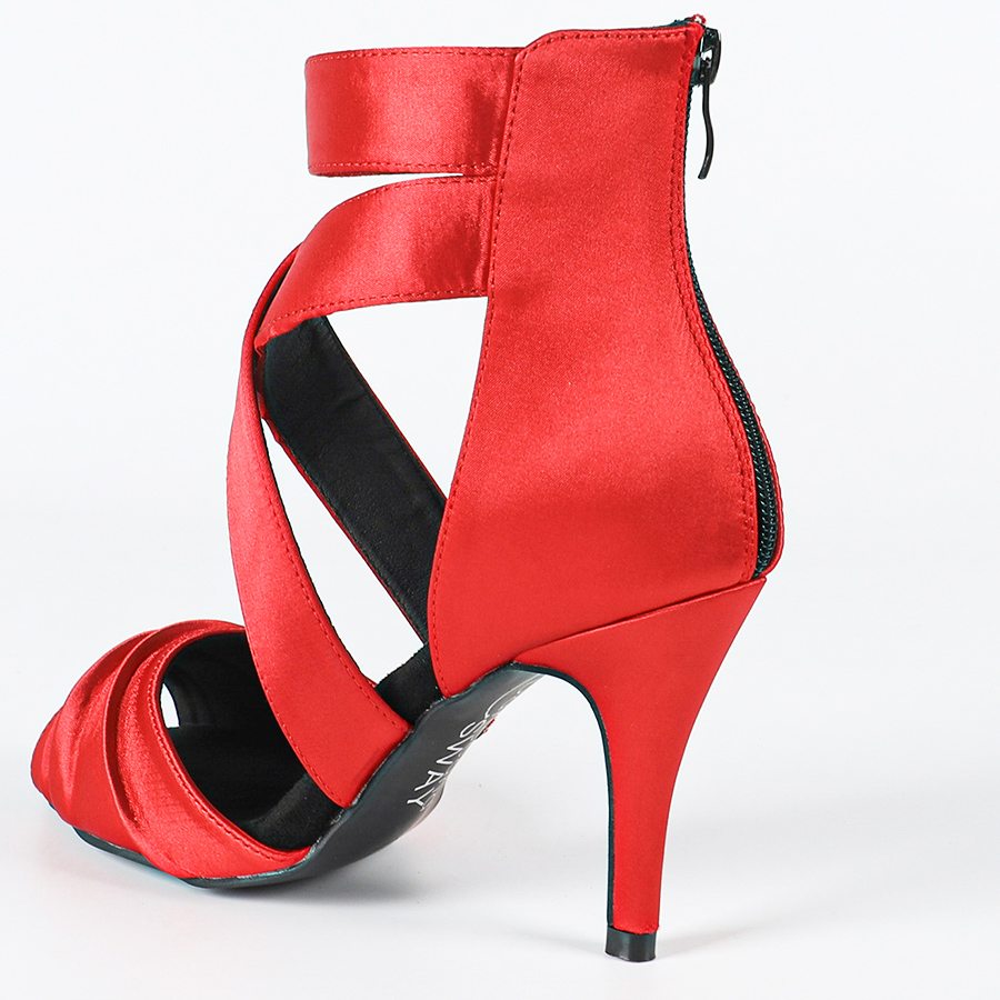 Women's Satin Customized Heel Rubber Sole Dance Boots Salsa Dancing Shoes