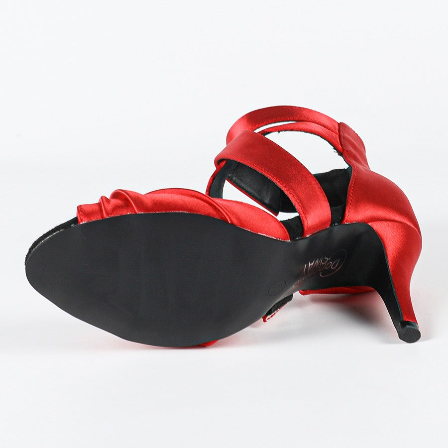 Women's Satin Customized Heel Rubber Sole Dance Boots Salsa Dancing Shoes