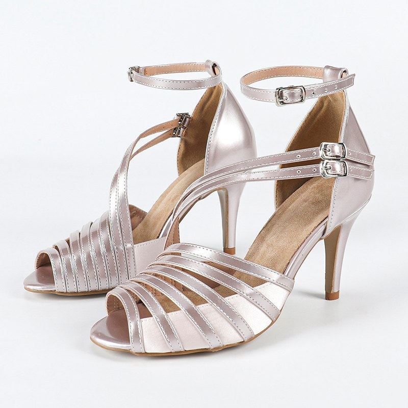 Women's Satin Customized Heel Rubber Sole Salsa Shoes Ballroom Dance Shoes Latin Shoes