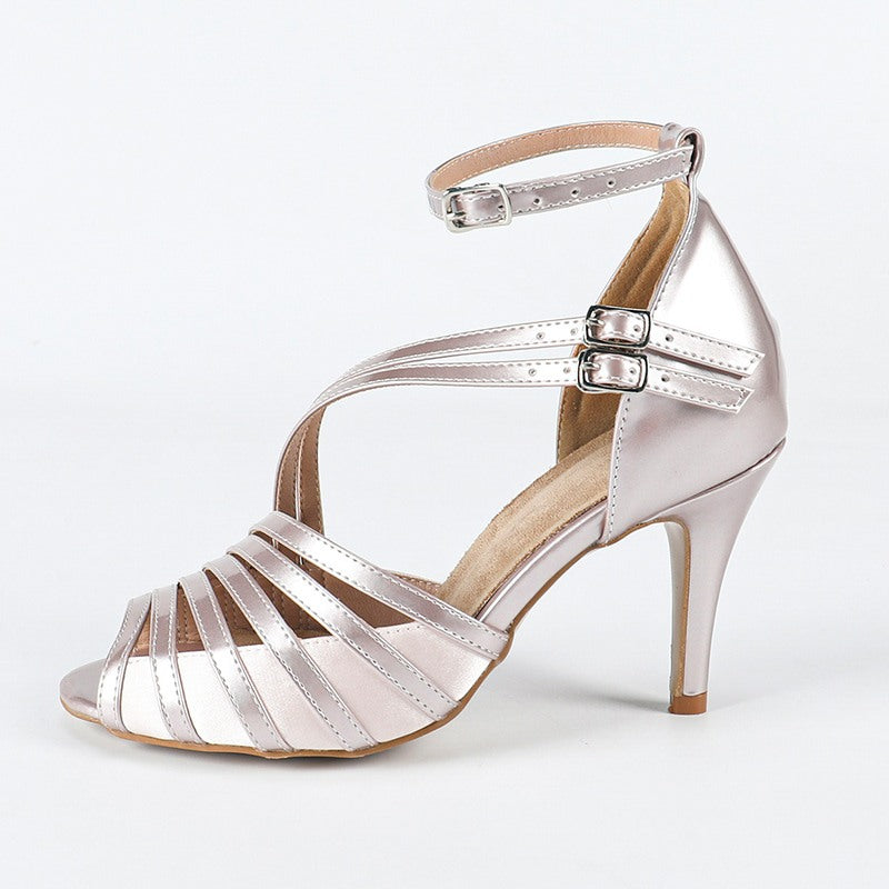 Women's Satin Customized Heel Rubber Sole Salsa Shoes Ballroom Dance Shoes Latin Shoes
