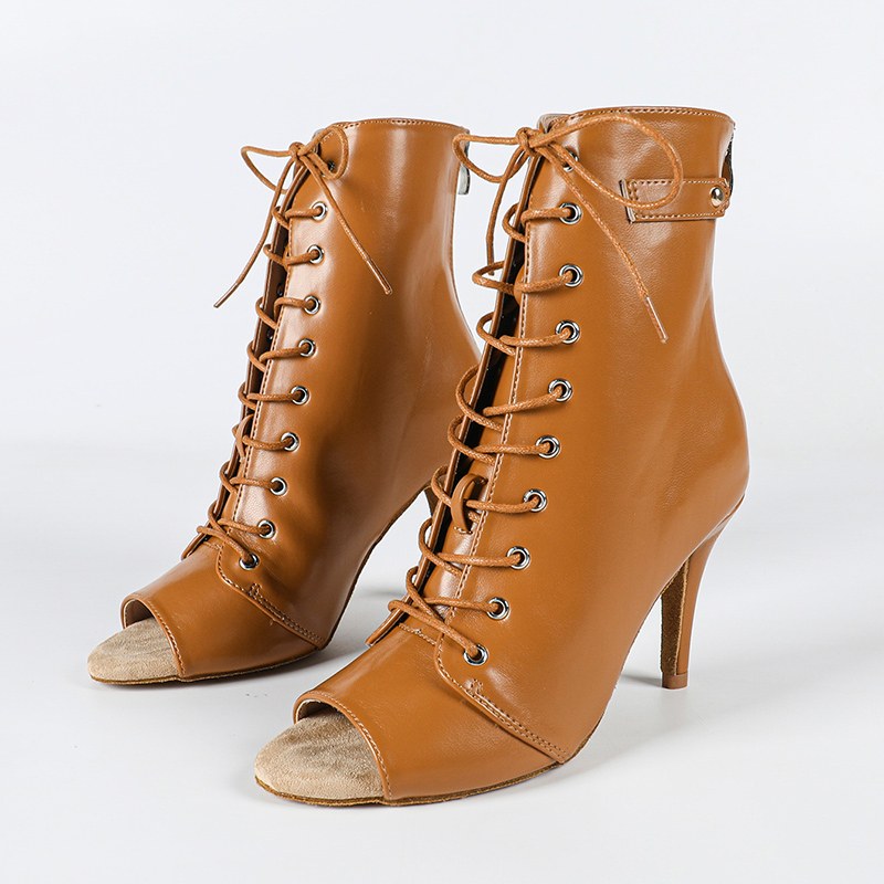 Women's Leatherette Customized Heel Suede Heel Dance Boots Salsa JazDance Shoes