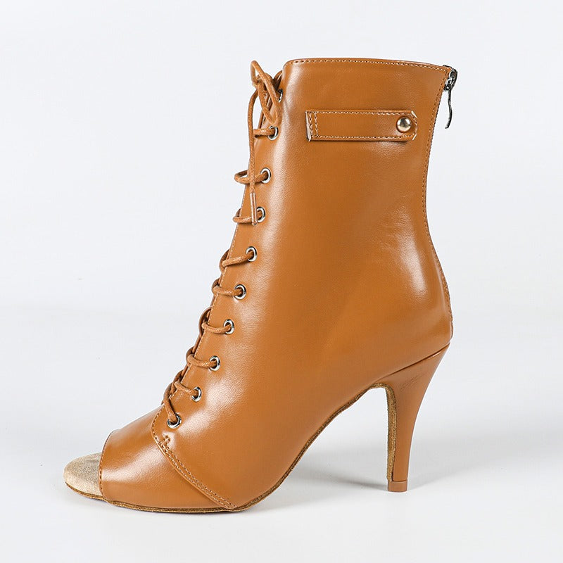 Women's Leatherette Customized Heel Suede Heel Dance Boots Salsa JazDance Shoes