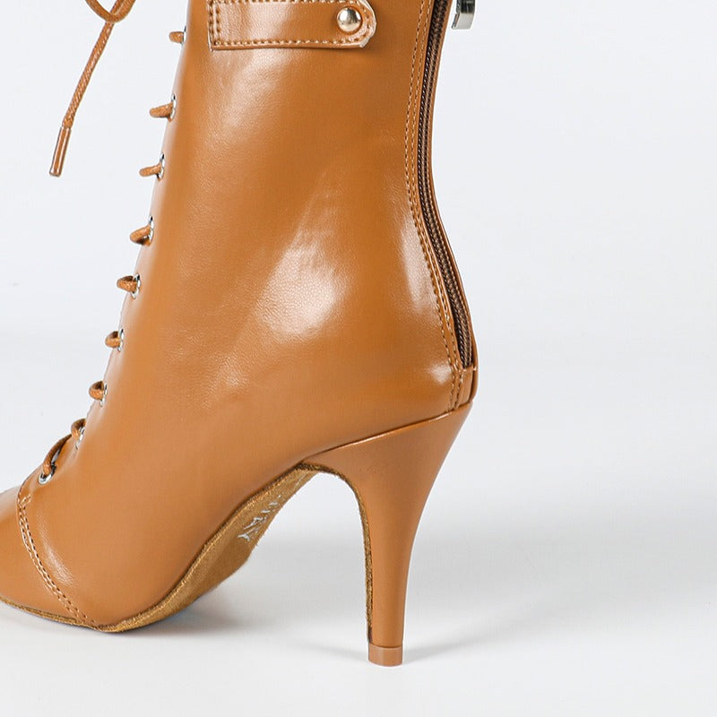 Women's Leatherette Customized Heel Suede Heel Dance Boots Salsa JazDance Shoes