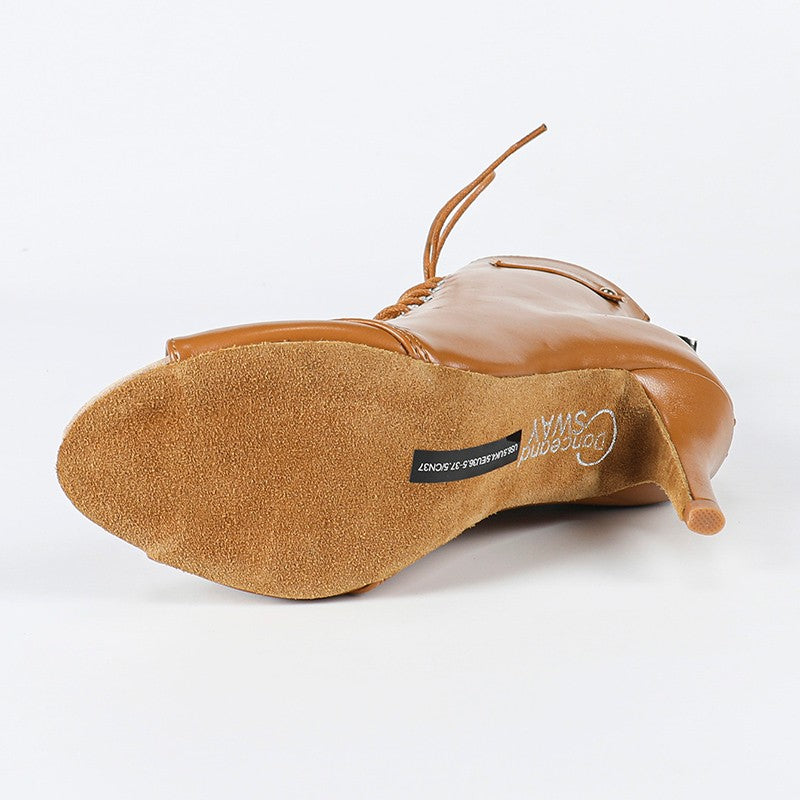 Women's Leatherette Customized Heel Suede Heel Dance Boots Salsa JazDance Shoes