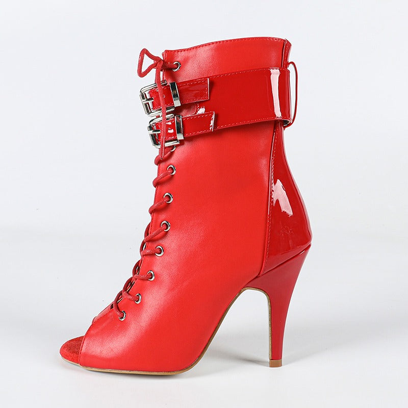 Women's Red Rubber Sole Customized Heels Dance Boots JazSalsa Street Sole Dancing Shoes