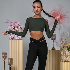 Women's Hollow Dance Tops Professional Training Clothes