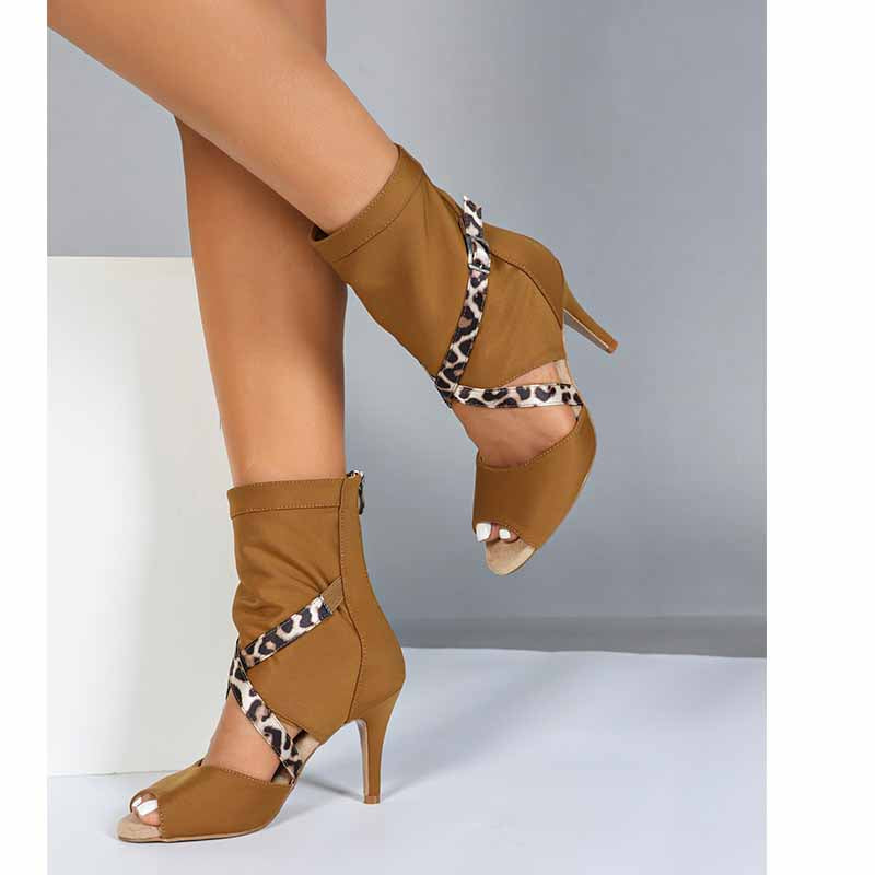 Women's Stretch Cloth Customized Heel Rubber Sole Heels Dance Boots JazDancing Shoes